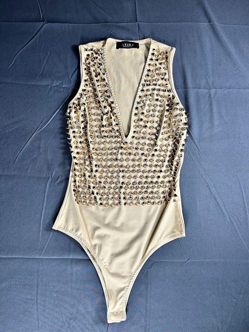 Akira Studded Mini Dress in Cream Like New